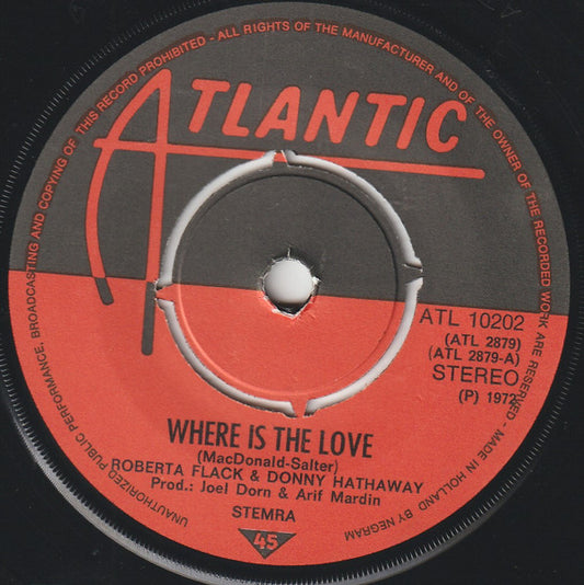 Roberta Flack & Donny Hathaway : Where Is The Love (7", Single)
