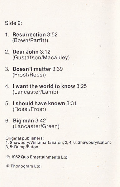 Status Quo : 1982 (Cass, Album)