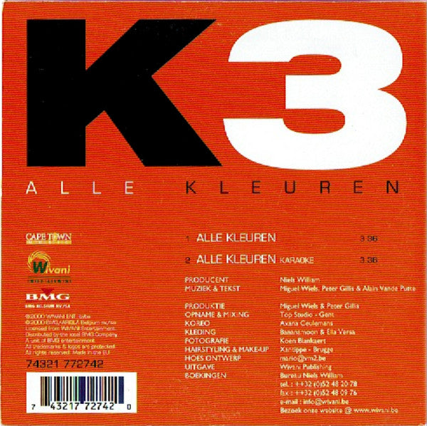 K3 : Alle Kleuren (CD, Single)