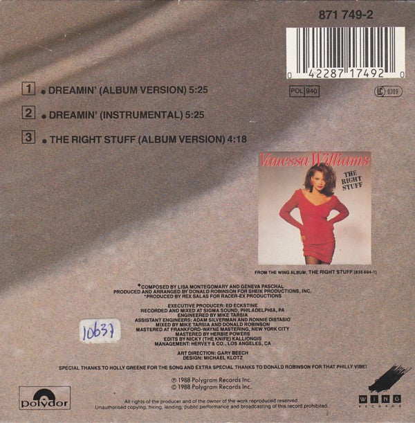 Vanessa Williams : Dreamin' (CD, Single, Car)