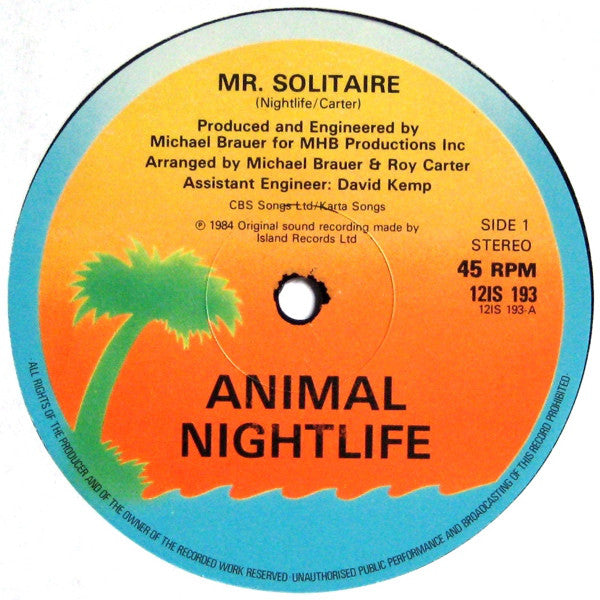 Animal Nightlife : Mr Solitaire (12")