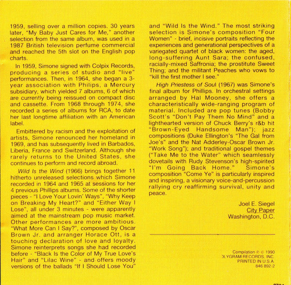 Nina Simone : Wild Is The Wind / High Priestess Of Soul (CD, Comp, RM)