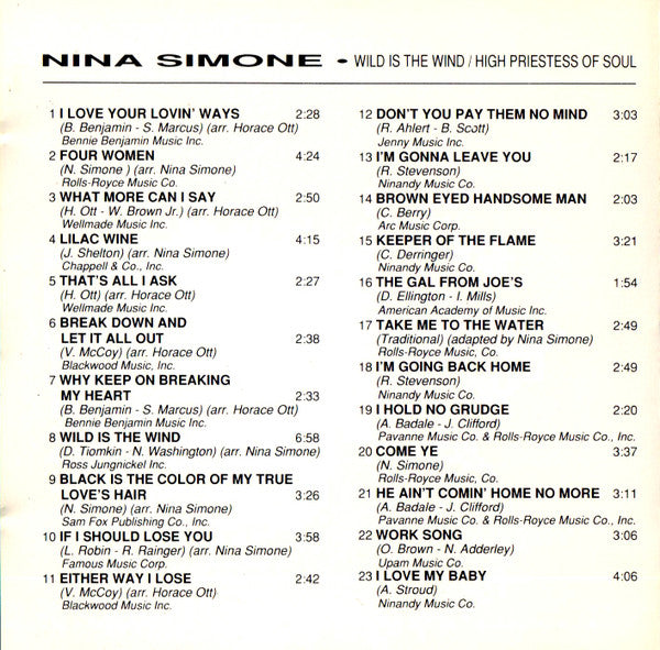 Nina Simone : Wild Is The Wind / High Priestess Of Soul (CD, Comp, RM)