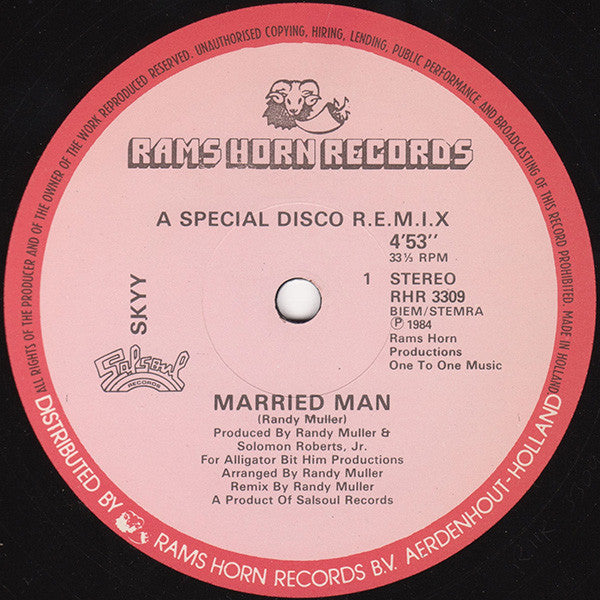 Skyy : Married Man (A Special Disco R.E.M.I.X.) (12", Maxi)