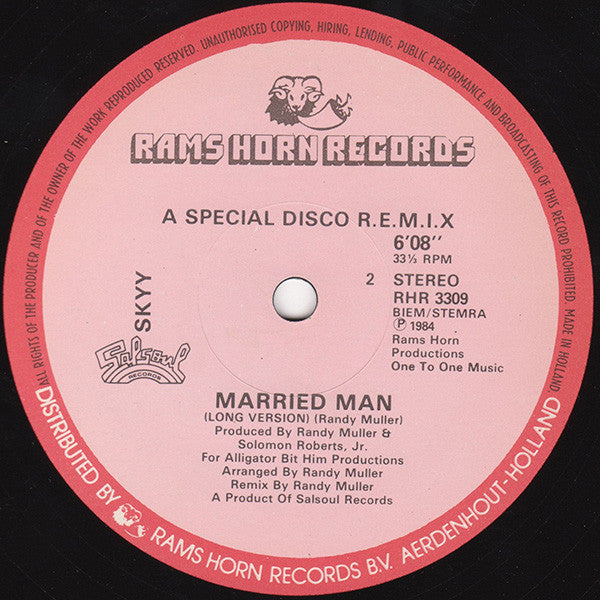 Skyy : Married Man (A Special Disco R.E.M.I.X.) (12", Maxi)