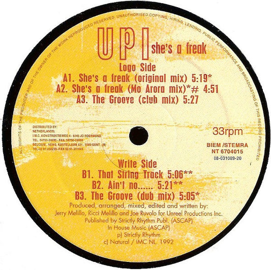 UPI : She's A Freak (12")