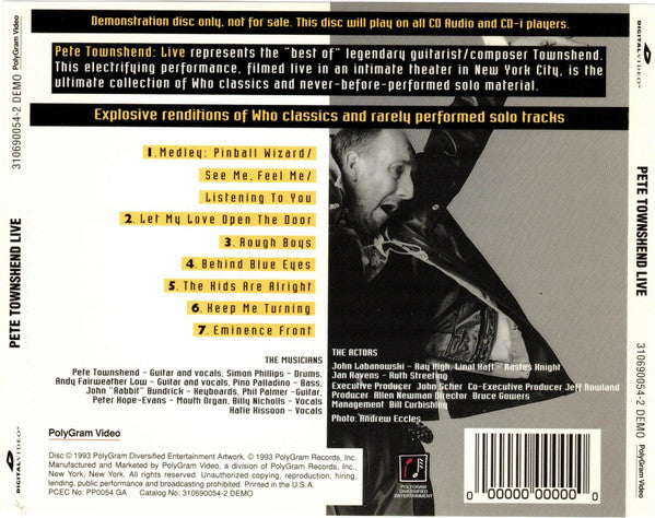 Pete Townshend : Pete Townshend Live (CDi, Promo)