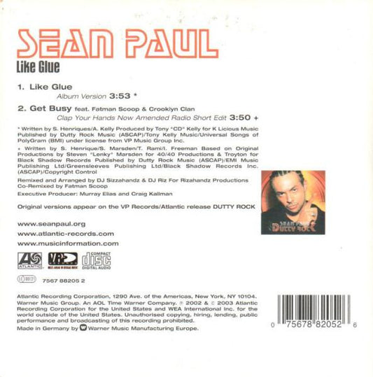 Sean Paul : Like Glue (CD, Single)
