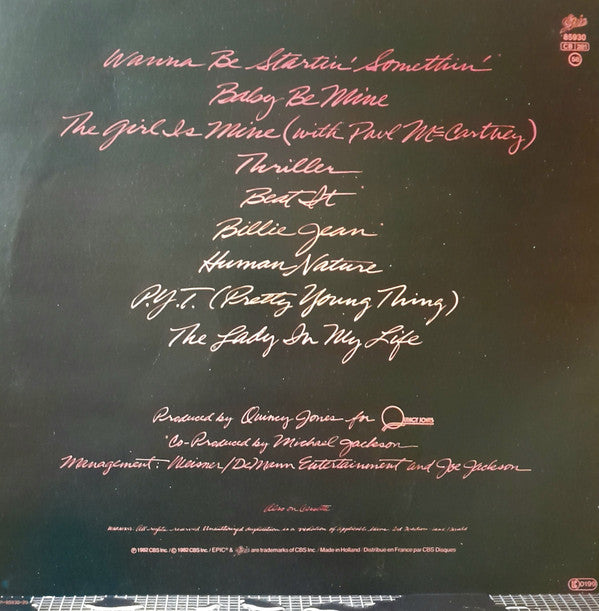 Michael Jackson : Thriller (LP, Album, RE, Gat)