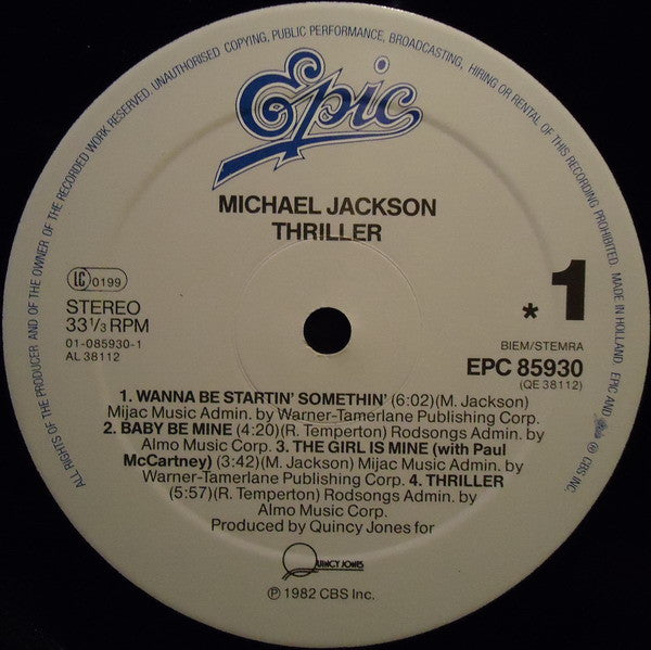 Michael Jackson : Thriller (LP, Album, RE, Gat)