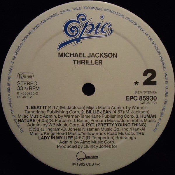 Michael Jackson : Thriller (LP, Album, RE, Gat)