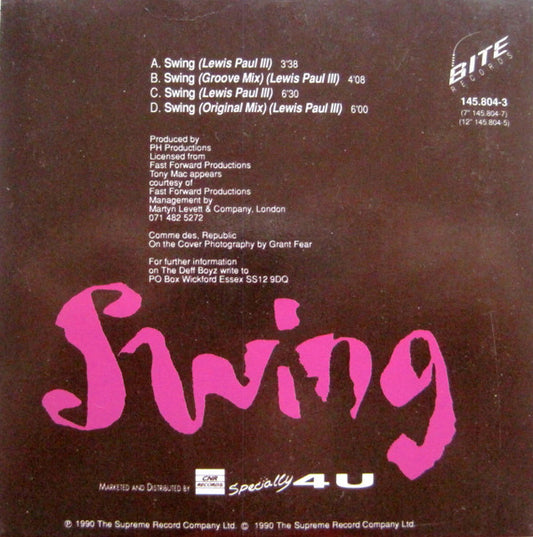 The Deff Boyz Featuring Tony Mac : Swing (CD, Maxi)