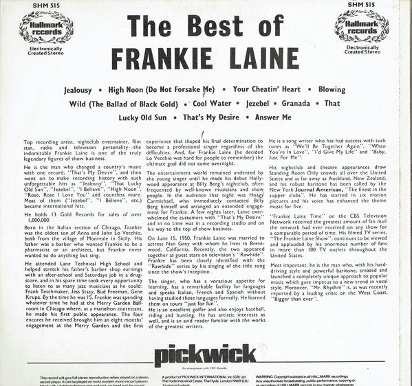 Frankie Laine : The Best Of Frankie Laine (LP, Comp, Dar)