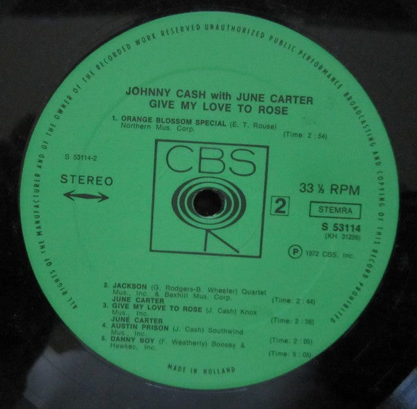 Johnny Cash With June Carter : Give My Love To Rose (LP, Comp)