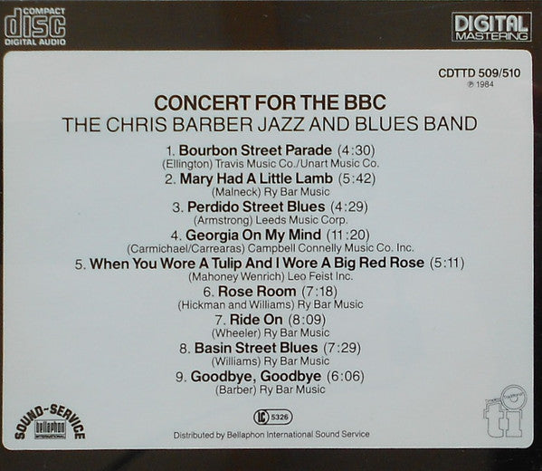 The Chris Barber Jazz And Blues Band : Concert For The BBC (CD, Album)