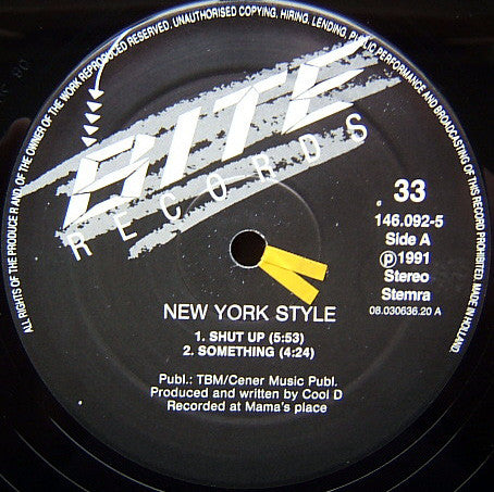 New York Style : Shut Up EP (12")