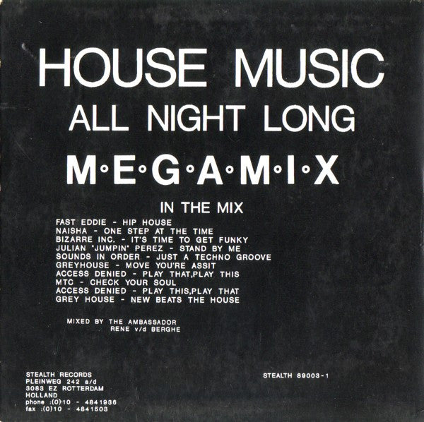 Various : House Music All Night Long - Megamix (CD, Mini, Maxi, Mixed, Car)