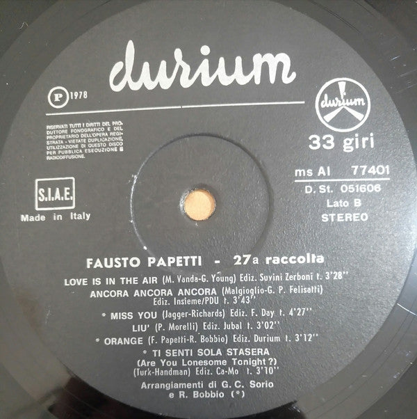 Fausto Papetti : 27ª Raccolta (LP, Album, Gat)