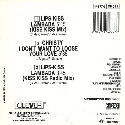 Lips-Kiss : French Lambada Kiss (Dance Mix) (CD, Maxi, Gol)