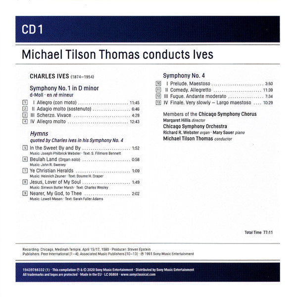 Michael Tilson Thomas Conducts Charles Ives, Thomas Hampson, Chicago Symphony Orchestra, Concertgebouworkest : Michael Tilson Thomas Conducts Ives (4xCD, Comp + Box)