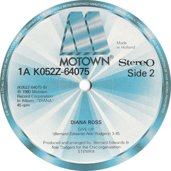 Diana Ross : My Old Piano / Give Up (12", Single)