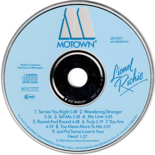 Lionel Richie : Lionel Richie (CD, Album, RE, Pol)
