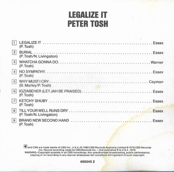 Peter Tosh : Legalize It (CD, Album, RE)