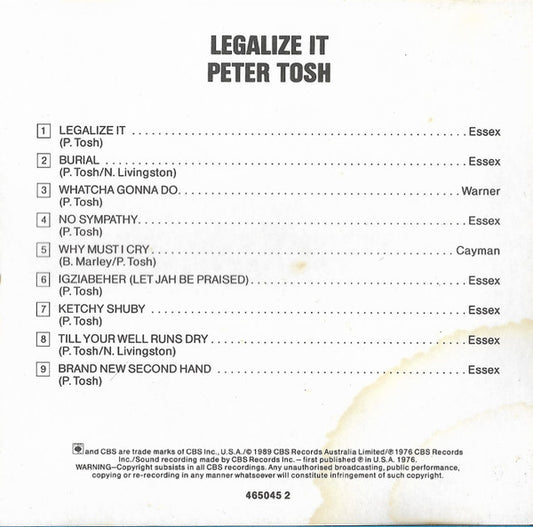 Peter Tosh : Legalize It (CD, Album, RE)