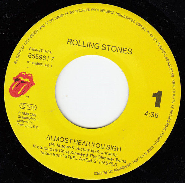 The Rolling Stones : Almost Hear You Sigh (7", Single)
