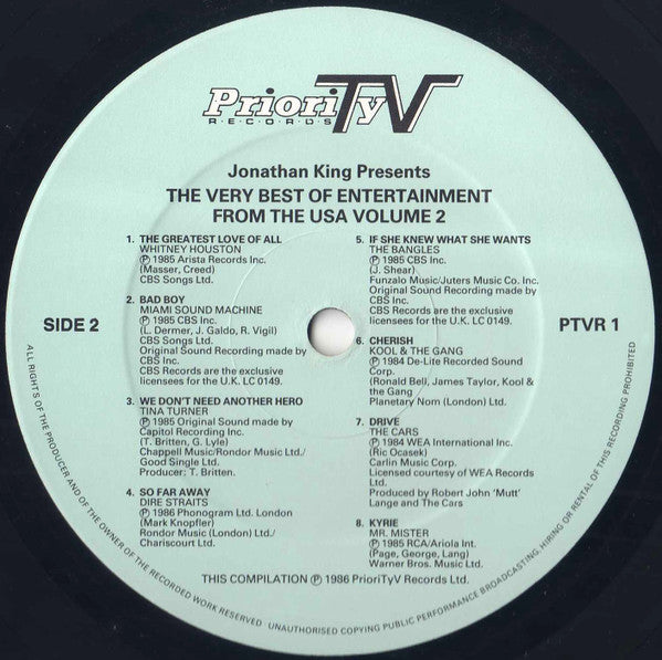 Various : The Very Best Of Entertainment From The USA (Volume Two) (LP, Comp)