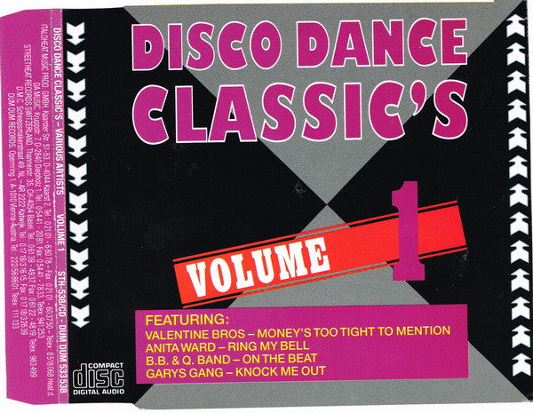 Various : Disco Dance Classic's Volume 1 (CD, Comp)