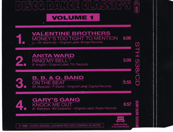Various : Disco Dance Classic's Volume 1 (CD, Comp)