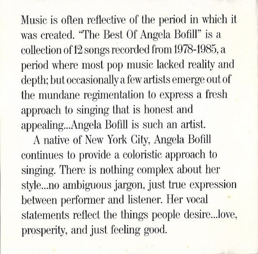 Angela Bofill : The Best Of Angela Bofill (CD, Comp)
