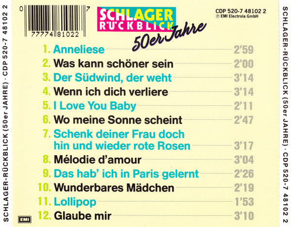 Various : Schlager Rückblick - 50er Jahre - Folge 1 (CD, Comp)