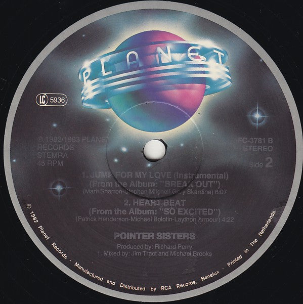 Pointer Sisters : Jump (For My Love) (Special Extended Remix) (12")