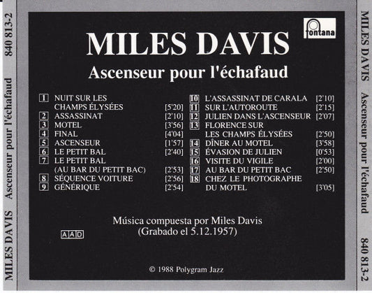 Miles Davis : Ascenseur Pour L'échafaud (CD, Album, RE)