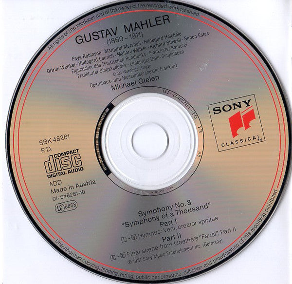 Gustav Mahler - Frankfurter Opern- Und Museumsorchester, Michael Gielen : Symphony No. 8 (CD, RE)