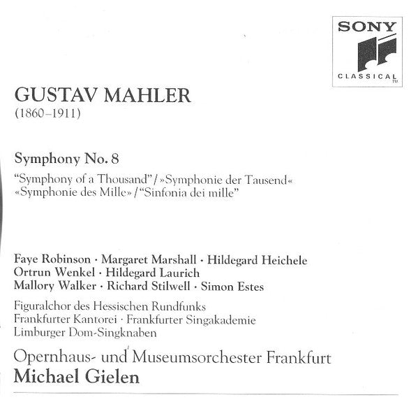 Gustav Mahler - Frankfurter Opern- Und Museumsorchester, Michael Gielen : Symphony No. 8 (CD, RE)