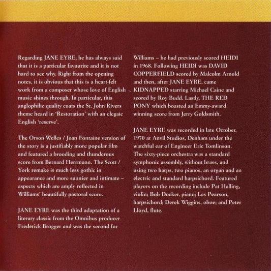 John Williams (4) : Jane Eyre (CD, RM)