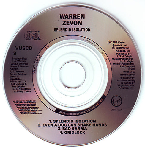 Warren Zevon : Splendid Isolation (CD, Mini)