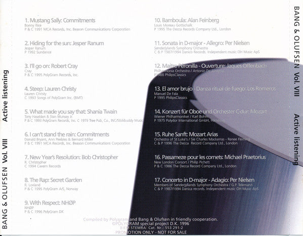 Various : Bang & Olufsen Vol. VIII - Active Listening - Beolab (CD, Comp, Promo)