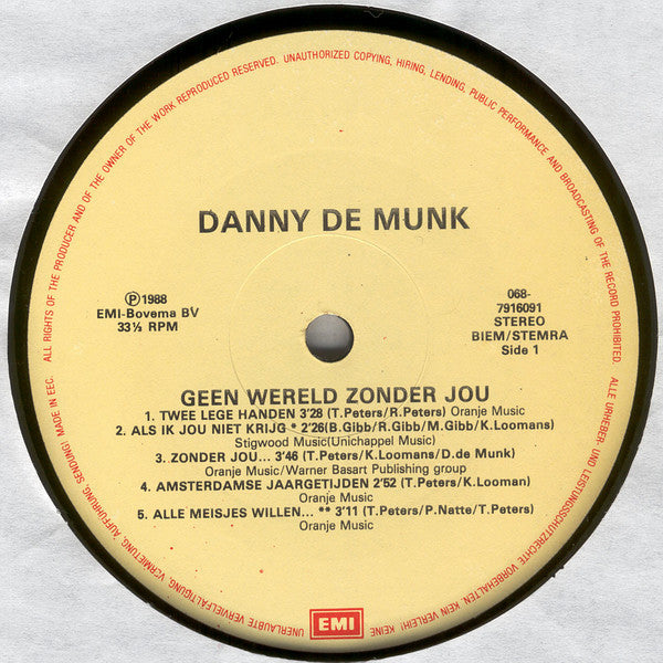 Danny de Munk : Geen Wereld Zonder Jou (LP, Album)