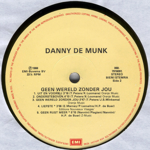 Danny de Munk : Geen Wereld Zonder Jou (LP, Album)