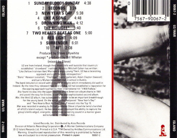 U2 : War (CD, Album, RE, Mad)