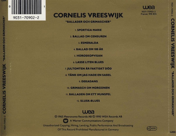 Cornelis Vreeswijk : Ballader Och Grimascher (CD, Album, RE)