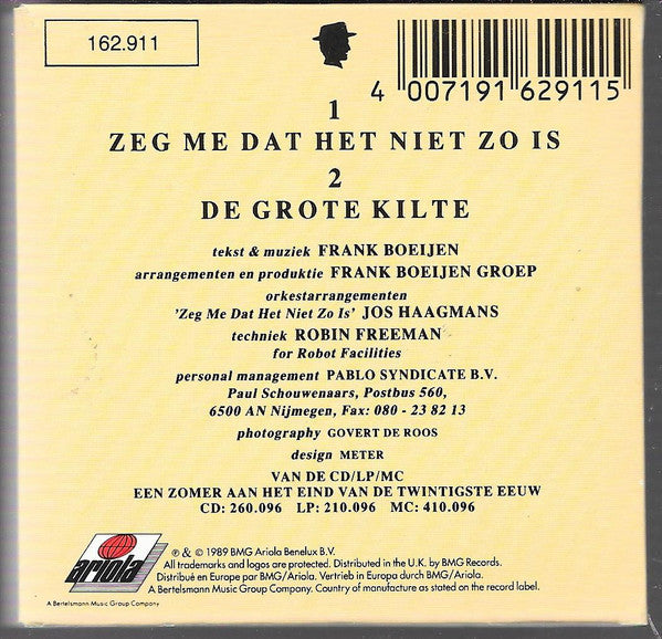 Frank Boeijen Groep : Zeg Me Dat Het Niet Zo Is (CD, Mini, Single)