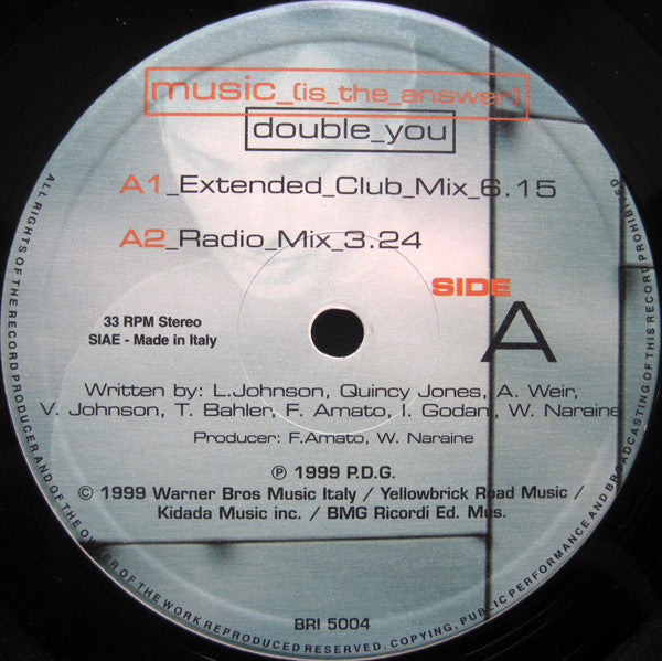 Double You : Music (Is The Answer) (12")