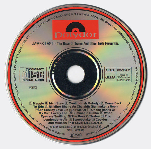 Orchester James Last : The Rose Of Tralee And Other Irish Favourites (CD, Album, RE, RP)