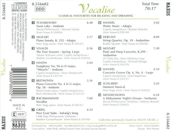 Various : Vocalise - Classical Favourites For Relaxing And Dreaming  (CD, Comp)