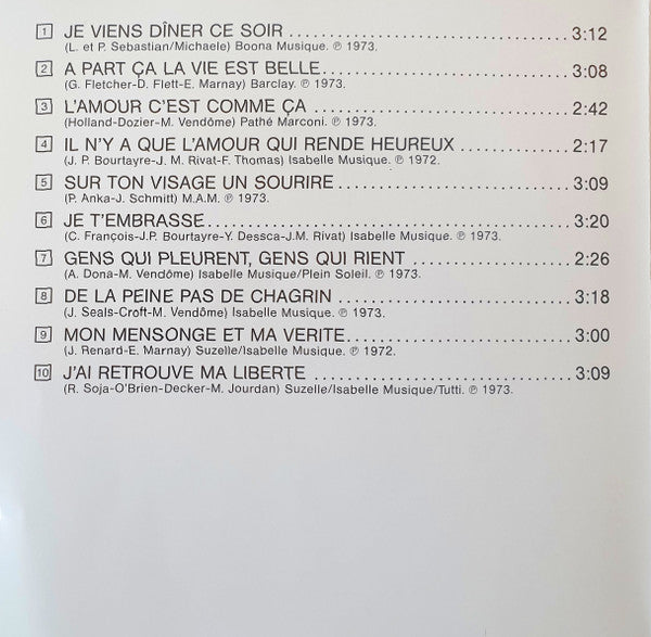 Claude François : Je Viens Dîner Ce Soir (CD, Album, RE)